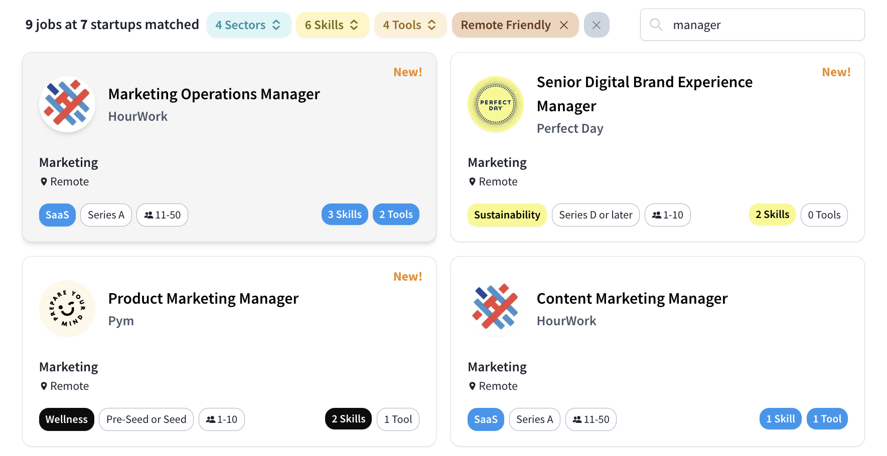 Screenshot of the moneymoves front page with filters selected